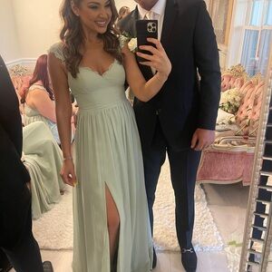 Cleobella Azazie Sage bridesmaid dress